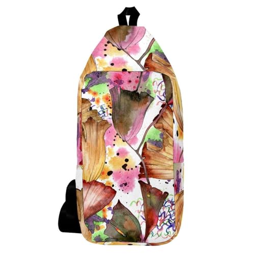 Sac à dos à bandoulière ginkgo motif feuilles aquarelle multicolore