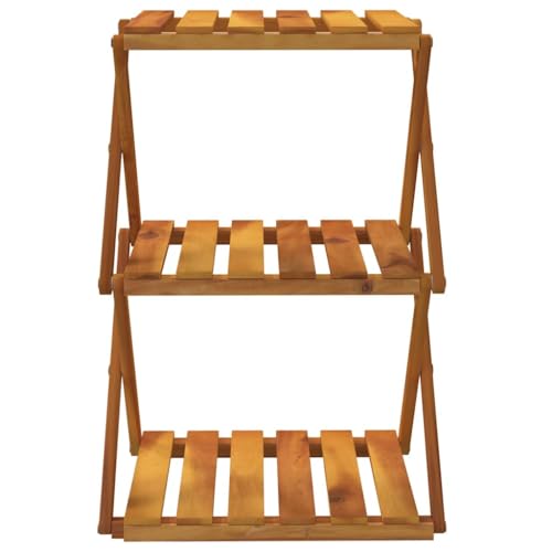 Estantería plegable de madera de acacia con 3 niveles 5