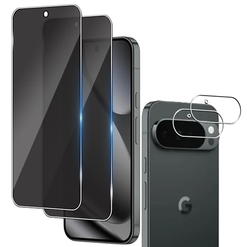 Wookfiss Protector de Pantalla Privacidad para Google Pixel 10 Pro XL, 2 Piezas Cristal Templado con 2 Piezas Protector de Lente de Cámara,9H Dureza,Anti Espía Vidrio Templao