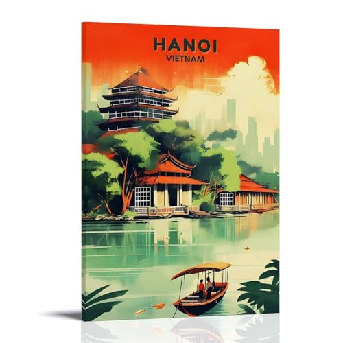 Affiche de voyage vintage Vietnam pour creer une ambiance chaleureuse dans le salon