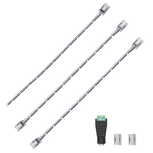 PAUTIX COB Verbinder für 8mm COB LED Streifen 2Pin,2 stücke Transparente Lückenlose Mittlere Anschlüsse, 2 stücke Dual-End und 1 stücke Einzelne Single-End 15 cm mit 1 stücke DC Weiblich Verbinder