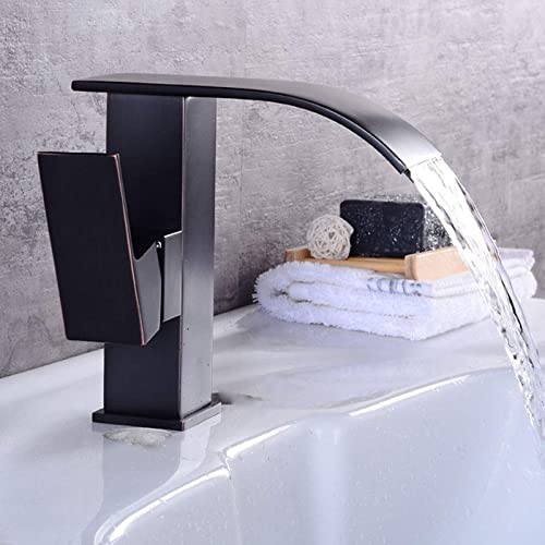 Mitigeur lavabo cascade noir pour toilettes et salle de bain d'hôtel