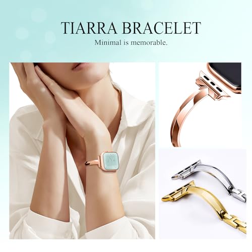 Image of Missair Thin Band Compatible with Apple Watch 38mm 40mm 41mm 42mm 44mm 45mm 46mm 49mm for Women, Slim Bracelet Designer Dressy Stainless Steel Metal Strap for iWatch Series 11 10 9 8 7 6 5 4 SE Ultra