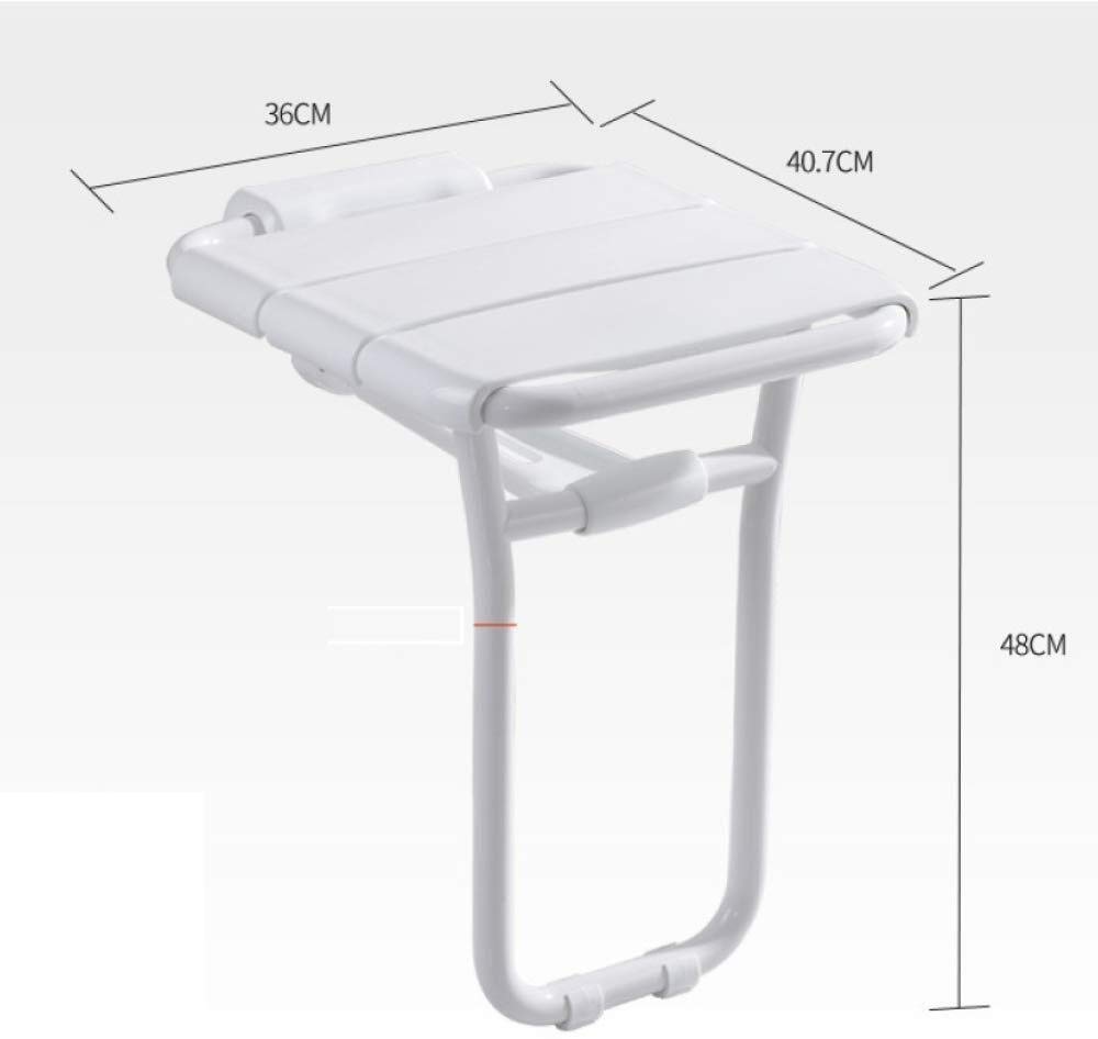 Home Essentials, Asiento de Ducha Taburete con Escalón Plegable Baño Montado en la Pared con Patas Abatibles para Personas Mayores Discapacitadas Max 150Kg,Blanco