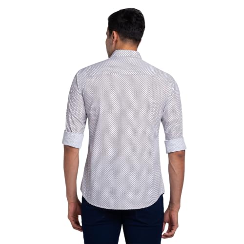 Image of Park Avenue Men's Print Pattern Slim Fit Pure Cotton Full Sleeve Cut Away Collar Casual Shirt
