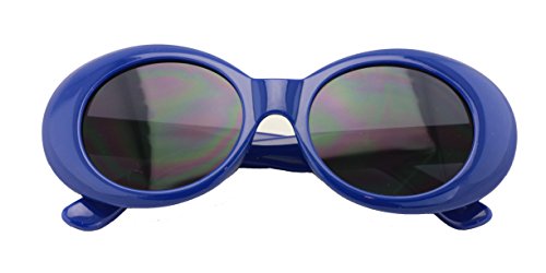 V.W.E. Vintage Sunglasses UV400 Bold Retro Oval Mod Thick Frame Sunglasses Clout Goggles with Dark Round Lens3