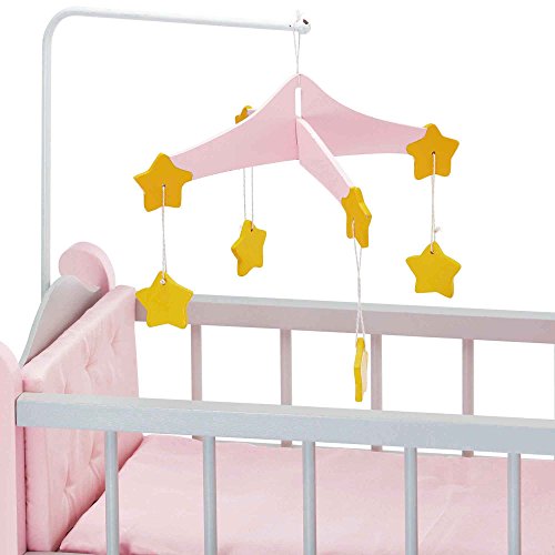 Cuna para Muñecas Bebé de madera con armario cambiador de juguetes gris 5