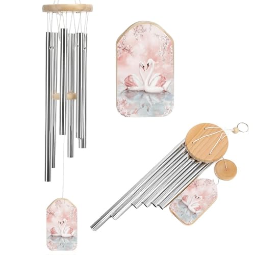 Swan Love Reflection Wind Chimes for Outside with Relaxing Rich