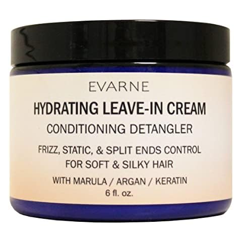 Evarne Hydrating Leave In Conditioner Cream, Moisturizing Detangler, Frizz, Static, and Split Ends Control for Soft and Silky Hair, with Marula, Argan, Keratin Cover