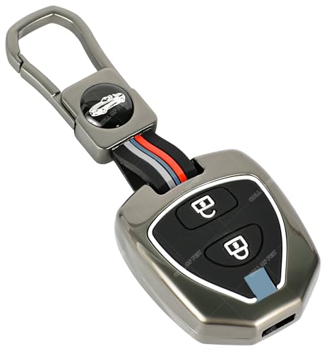 Image of Coll of Fest Premium Metal Silicon Key Cover Compatible with Toyota Innova Fortuner Corolla 2 Button Smart Key Cover Metal & Silicon Protection Glow in the Dark