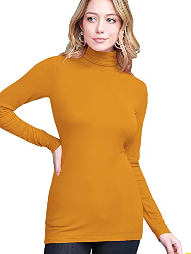 Image of Lock and Love Women's Turtleneck Top Lightweight Long Sleeve Slim Fit Pullover, Soft Rayon Stretch Layering Basic, S-3XL