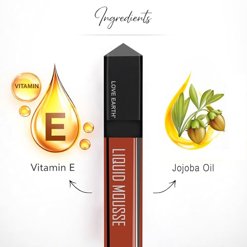 Image of Love Earth Liquid Mousse Lipstick - Coffee Island Matte Finish | Lightweight, Non-Sticky, Non-Drying,Transferproof, Waterproof | Lasts Up to 12 hours with Vitamin E-6ml