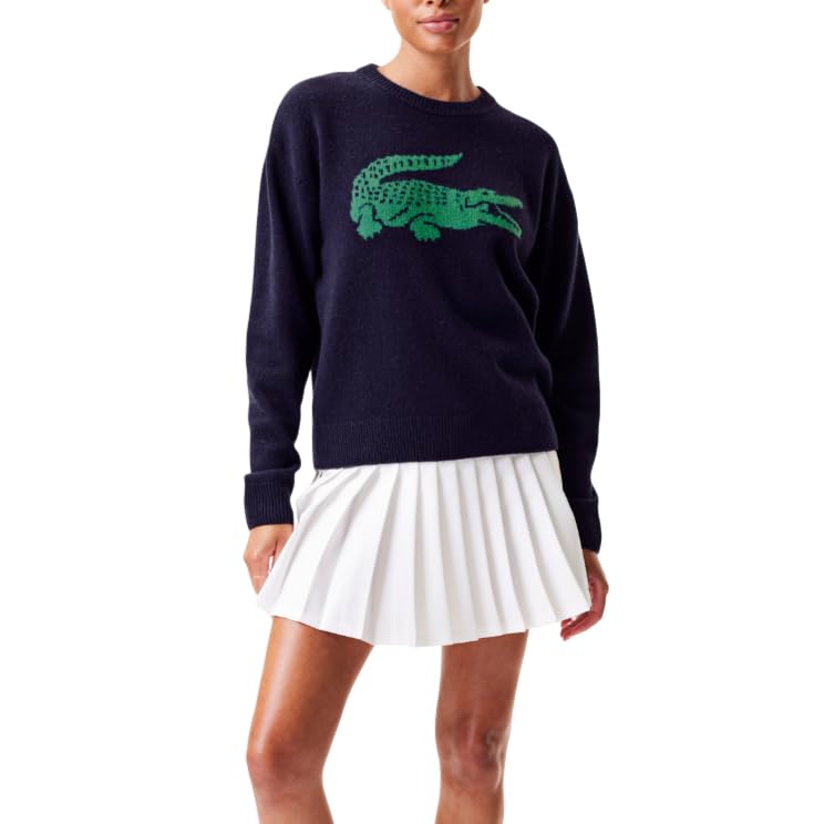 Image of Lacoste x Bandier Women's Contrast Crocodile Sweater