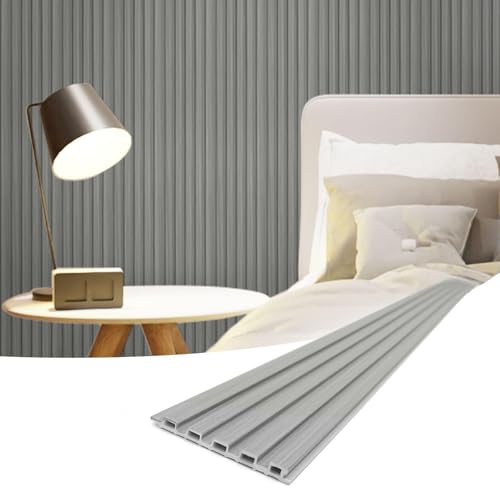 Image of Art3d 96 x 6 Inch WPC 3D Wood Textured Slat Wall Panels, 8-Pack, Gray Oak