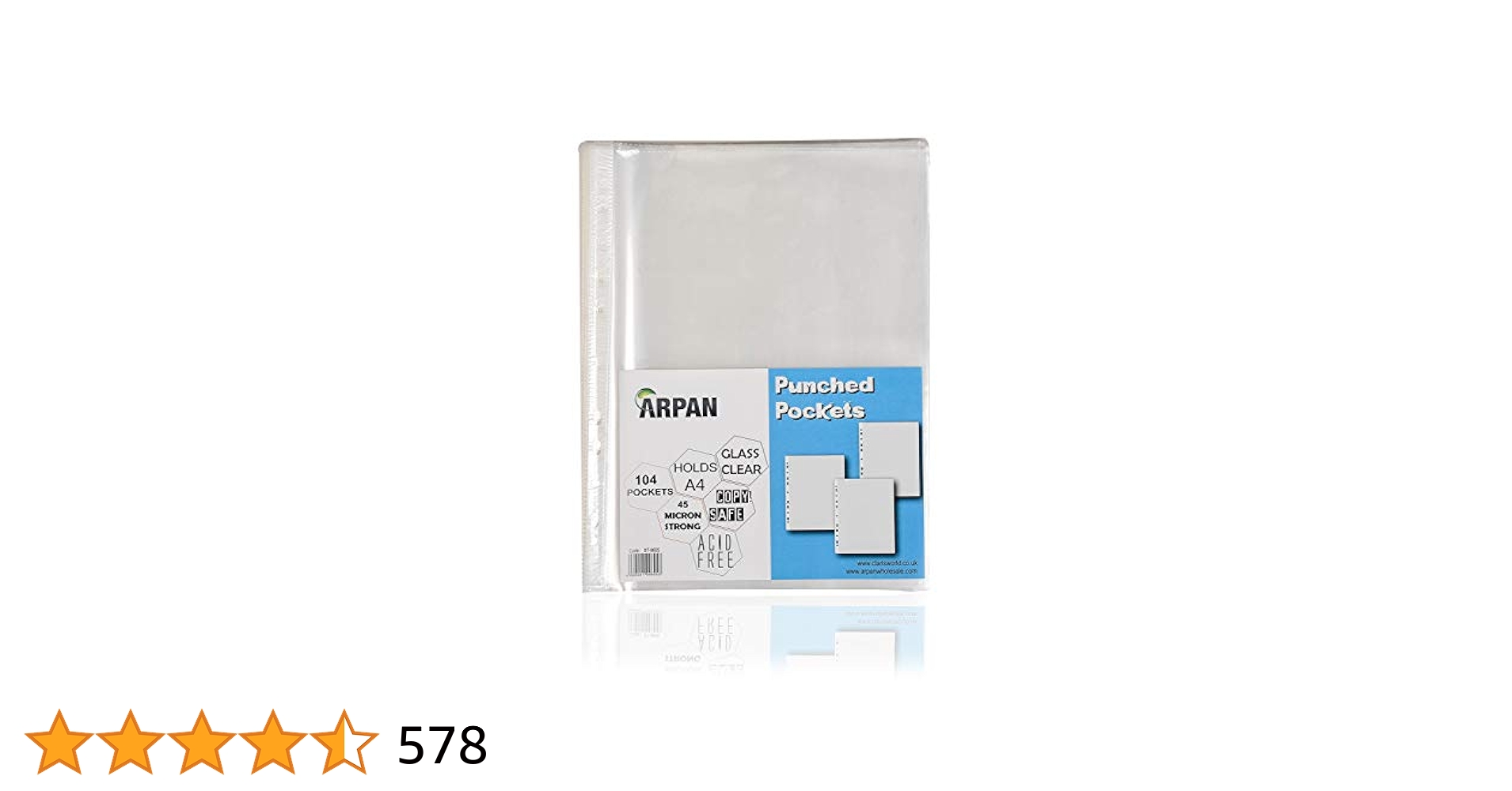 Punched Pocket A4 Strong 45 Micron Transparent Poly Wallets Glass Clear Sheet Protector By Arpan (A4-104 X 5 Pack