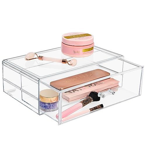 Sorbus Stackable Acrylic Drawers - 1 Clear Storage Drawers for Organizing Make up Palettes, Nail Hair Accessories, Cosmetics & Beauty Supplies - 11.75