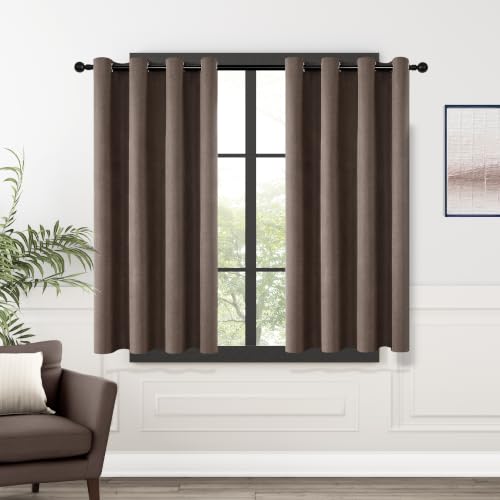ChrisDowa Brown Blackout Curtains 54 Inches Long 2 Panels for Bedroom