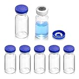Ehoycq 3ml Sealed Vials with Self Healing Injection Port and Plastic-Aluminum Flip Caps,Glass Empty Vials for Injection 10 Pack