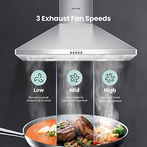 Comfee CVP30W6AST Ducted Pyramid Range 450 Cfm Stainless Steel Wall Mount Vent Hood thumb #5
