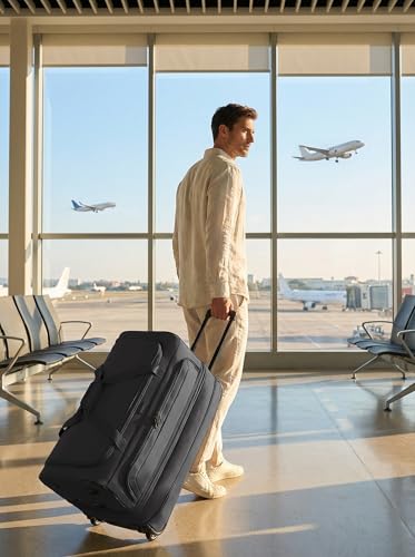 Grand sac de voyage REDOLZ Duffle Essentials extensible noir avec roulettes intégrées