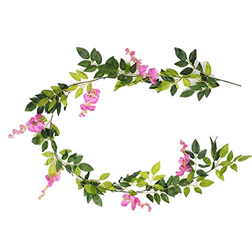 D-SYANA8 Narutosak 2 guirnaldas de Flores Artificiales para decoración de Bodas, hogar, Oficina, Hotel, Restaurante, Patio, jardín, Patio, Rojo Rosado, Talla única