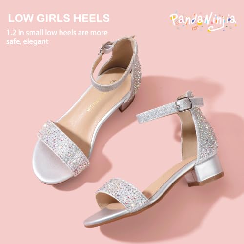 Image of PANDANINJIA Girls Dress Shoes Toddler Kids Heels Sandals Flower Girl Shoes | Ankle Strap,Open Toe,Wedding,Party,Dance,Prom,Birthday,Little Big Kid,Flower Girl Shoes,Foam Insole,1.2 in Heel Dress Pumps