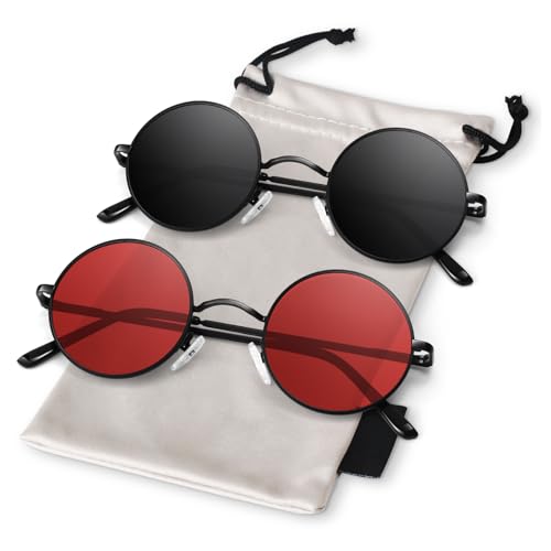 Image of Sunier Round Sunglasses Men Womens Shades Polarized Retro Circle UV400 Sun Glasses