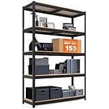 HOMEDANT House 組立簡単 高耐荷重 ラミネート スチールラック キッチン 5段 幅120 奥行40 高さ180 ブラック ホームダント 高さ調整可能 棚 収納棚 メタルラック クローゼット ガラージ オフィス 業務用 重量物