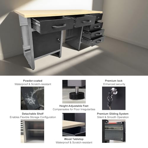 Image of JZD Garage Heavy Duty Cabinet Storage Workbench Set System, for Auto Repair Shops Factory