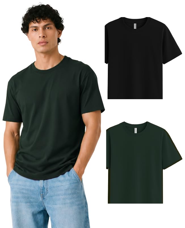 Image of Sleepynuts Men's Everyday Wear Crew Neck Regular Fit T-Shirt | Half Sleeve Solid Plain Casual T-Shirt for Men | Soft Breathable Fabric |