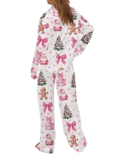 Image of SHESHOW Satin Pajamas Set for Women Set Long Sleeve Button Down Pjs Sets 2 Piece Loungewear Animal Sleepwear XS-XXL