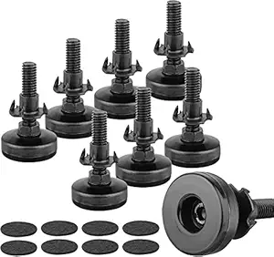 KALOPEZY Furniture Levelers,8 Pieces Adjustable Feet Levelers, Black T- Nut Kit 3/8 -16 Thread Heavy Duty Furniture Leg Levelers for Table Legs Furniture Feet Cabinets?Sofa Tables Chairs Raiser