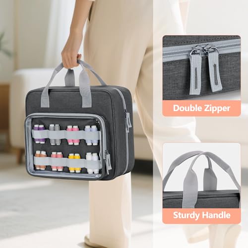 Image of LUXJA Sewing Storage Organizer with Folio Open Design, Sewing Organizer Bag with Versatile Pockets for Sewing Kits, Gray