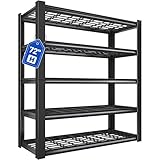 REIBII 3010LBS Garage Shelving 72' H Garage Shelving Heavy Duty Industrial Metal Shelving 5 Tier Adjustable Shelves for Storage for Kitchen Pantry Warehouse Basement 72' H x 35.5' W x 16' D, Black