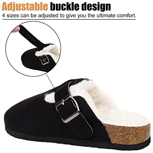 Image of MAIITRIP Women's Wide Orthotics Cork Clogs Slippers With Arch Support For Plantar Fasciitis,Fur Lined Orthopedic Indoor /Oudoor House Shoes With Adjustable Buckle For Flat Feet