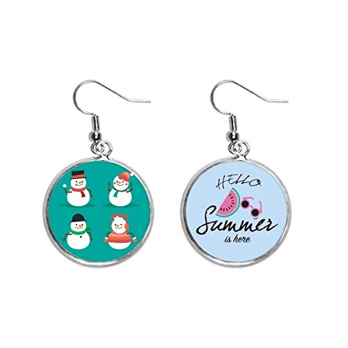 Feliz Navidad con pendientes de sandía y muñeco de nieve festivos