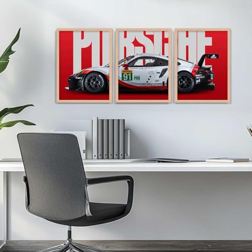 Image of TASVEE Car wall posters | set of 3 wall frames | posters for wall | Wall Decoration for Bedroom, Living Room & Office | Best Gift for Boys & Car Lovers (A1, LARGE 13X17, Framed)