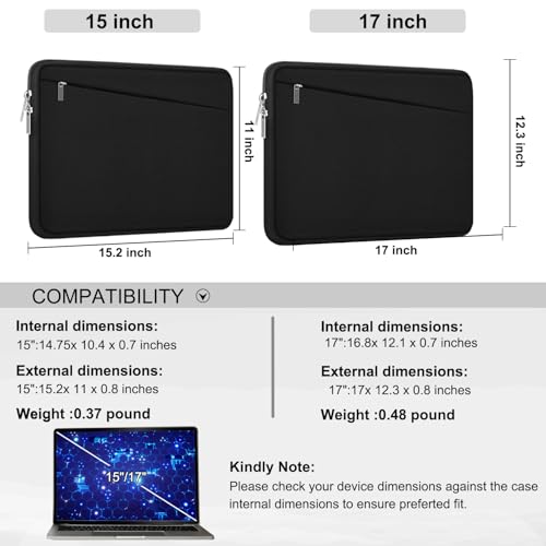 Image of 15 Inch Laptop Sleeve, Durable Computer Carrying Bag Protective Case Cover Briefcase Handbag with Front Pocket, Slim Laptop Case Cover for 15.4 Inch HP, Dell, Lenovo, Asus, Notebook, Black