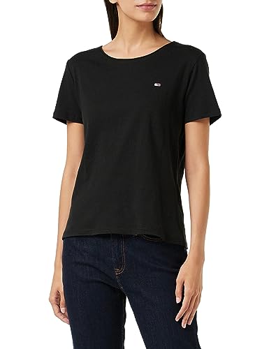 Tommy Jeans Women's TJW Slim Jersey C Neck T-Shirt, Black, S