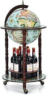 COSTWAY 330MM/360MM/400MM Globe Drink Cabinet Bar Wine Italian Beverage Bottle Stand, Wooden Mini Bar Cart (Blue, 360MM)