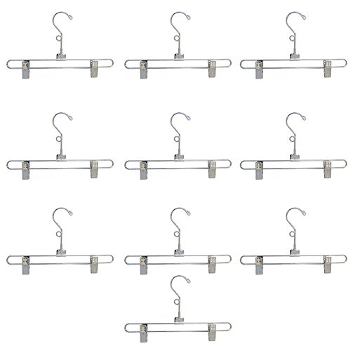 25 Pc 12'' Metal Hangers Chrome Pant & Skirt Hanger Clip Fixture Retail Store Adult Size
