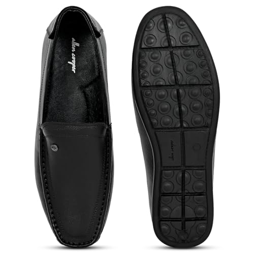 Image of Allen Cooper Genuine Leather Casual Shoes with Ankle Support, Anti Slip Technology, Better Padded and Cotton-Like Memory Foam Cushion Insole(24815Color Options- Black /Brown, Sizes- 6,7,8,9,10)