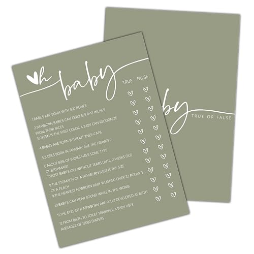 ONDTOM Oh Baby! True or False Cards for Baby Shower Games, Minimalism Gender Reveal Party Game, Pregnant Celebration Decoration Supplies (5"x7") - Game-B05