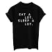 YITAN Women's Casual Graphic Tees Summer Printed Short Sleeve Cute Funny T Shirts Black Small