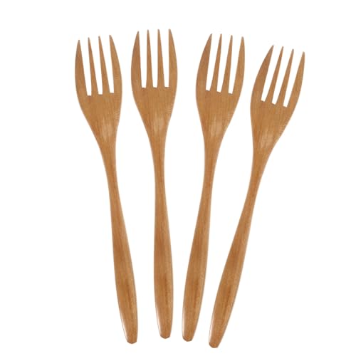 Zerodeko 4 Piezas Tenedores de Cocina de Madera Utensilios de Cocina y Livianos para Uso Diario Hogar Restaurantes y