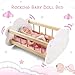 BABESIDE Wooden Baby Dolls Bed for 12-16 Inches Doll, Rocking Babys Doll Crib, Sleep Bed, Baby Dolls Accessories Furniture fit Newborn Dolls Boys Girls