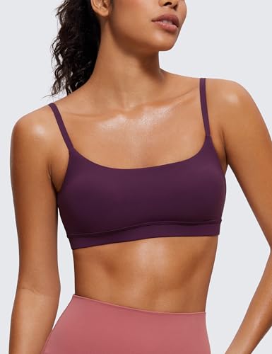 Image of CRZ YOGA Butterluxe Scoop Neck Sports Bras | Light Support, Removable Pads, Yoga, Extremely Soft, U Back, Adjustable Spaghetti Straps, for Women