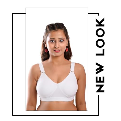 Image of Viral Girl Women's Wire-Free Cotton Hosiery Bra | Non-Padded, Full Coverage, Adjustable Straps | Soft Comfortable Innerwear with Hook & Eye Closure for Everyday Use