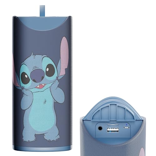 iJoy Disney Lilo and Stitch Wireless Bluetooth Speaker- Splashproof Rechargeable Wireless Speaker with 3 Hours Playtime/SD Slot/FM Radio- Stitch Stuff, Disney Stitch Gifts for Women//Men/All Fans