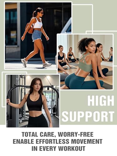 Image of Sports Bras for Women High Support, Multipack Padded Supportive Criss Cross Back Wireless Running Yoga Workout Bra
